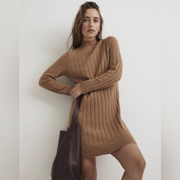 Madewell Dresses & Skirts - Madewell Ribbed Mini Sweater Dress in Caramel Size S